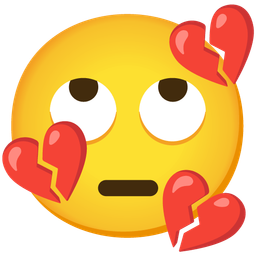 broken heart and face with rolling eyes