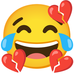 Broken heart and Face with tears of joy