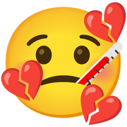 broken heart and face with thermometer