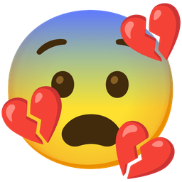 broken heart and fearful face