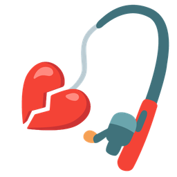 broken heart and fishing pole