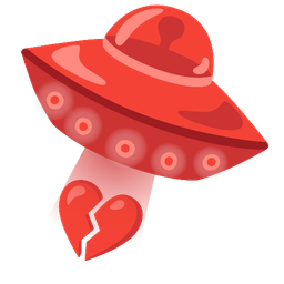 broken heart and flying saucer