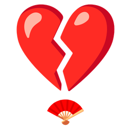 broken heart and folding hand fan