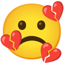 broken heart and frowning face