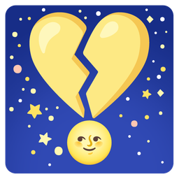 broken heart and full moon face