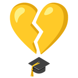 broken heart and graduation cap