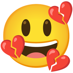 Broken heart and Grinning face with big eyes