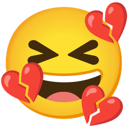 Broken heart and Grinning squinting face