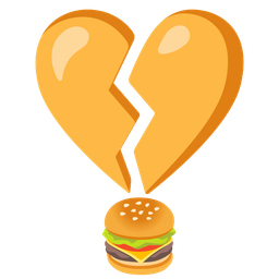 broken heart and hamburger