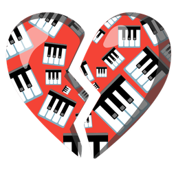 broken heart and musical keyboard