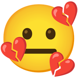 broken heart and neutral face