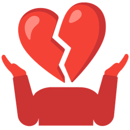 broken heart and person shrugging