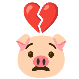 broken heart and pig face
