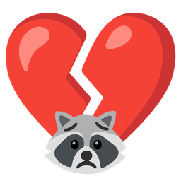 broken heart and raccoon