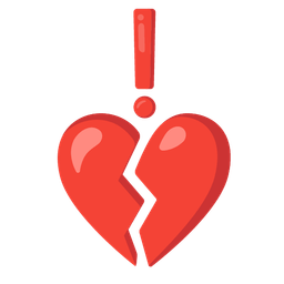 broken heart and red exclamation mark
