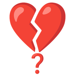 broken heart and red question mark