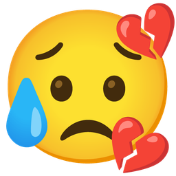broken heart and sad but relieved face