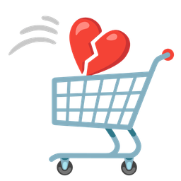 broken heart and shopping cart