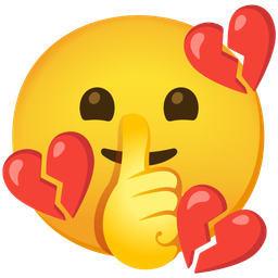 broken heart and shushing face