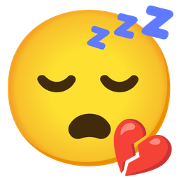 broken heart and sleeping face
