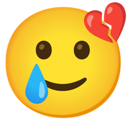 Broken heart and Smiling face with tear