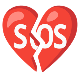 broken heart and SOS button