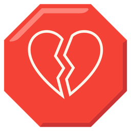 broken heart and stop sign