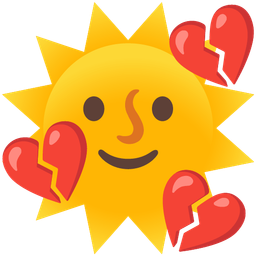 broken heart and sun with face