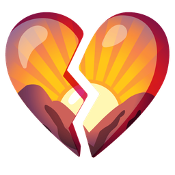 broken heart and sunrise over mountains