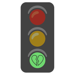 broken heart and vertical traffic light