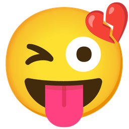 Broken heart and Winking face with tongue