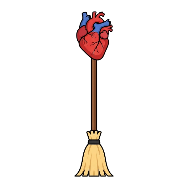 Broom and Anatomical heart