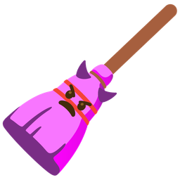 broom and angry face with horns