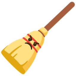 broom and angry face