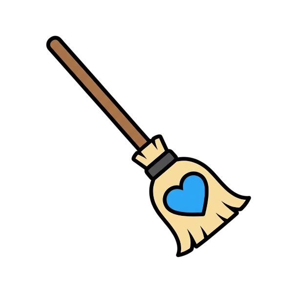 Broom and Blue heart