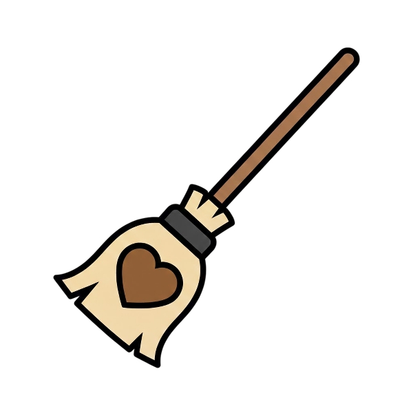 Broom and Brown heart