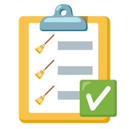 broom and check mark button