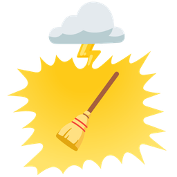 broom and cloud with lightning