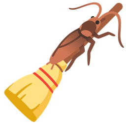 broom and cockroach