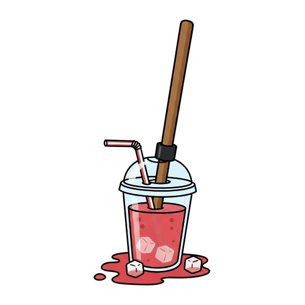 Broom and Cup with straw