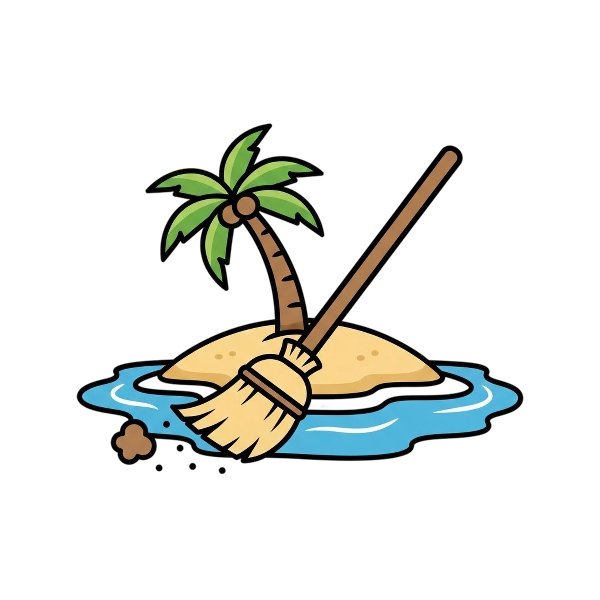 Broom and Desert island