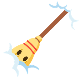 broom and face in clouds