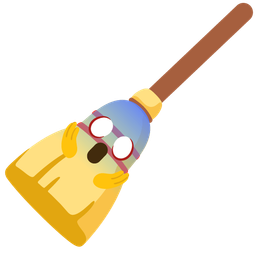 broom and face screaming in fear