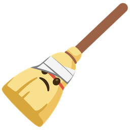 broom and face with head-bandage