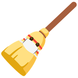 broom and face with medical mask