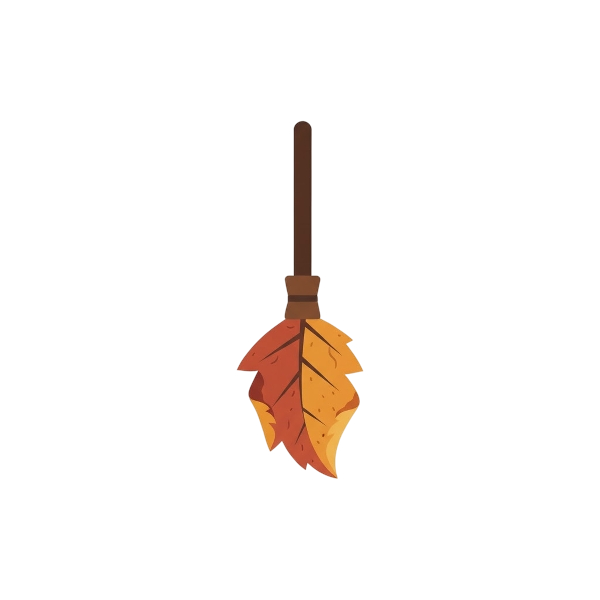 Broom and Fallen leaf