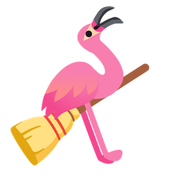 broom and flamingo