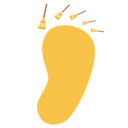 broom and footprints