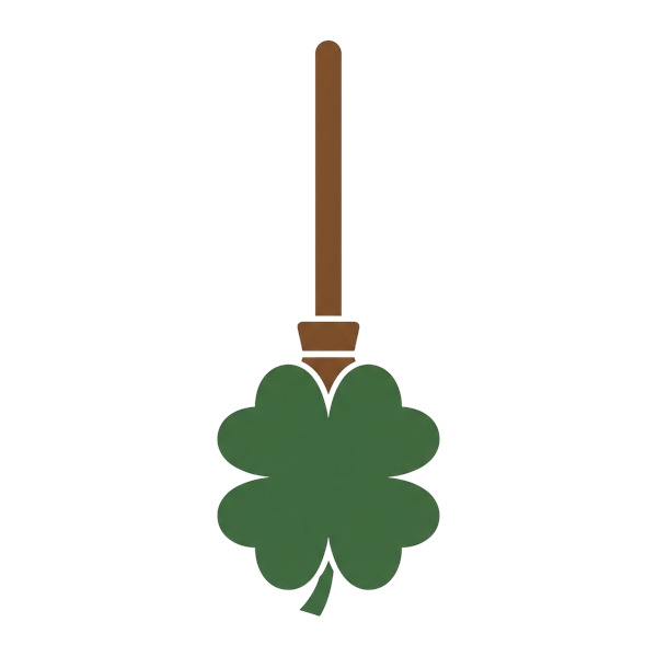 Broom and Four leaf clover