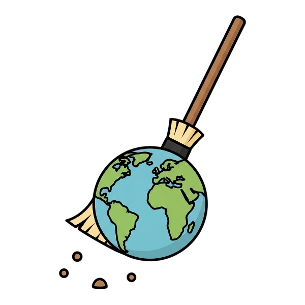 Broom and Globe showing Europe-Africa